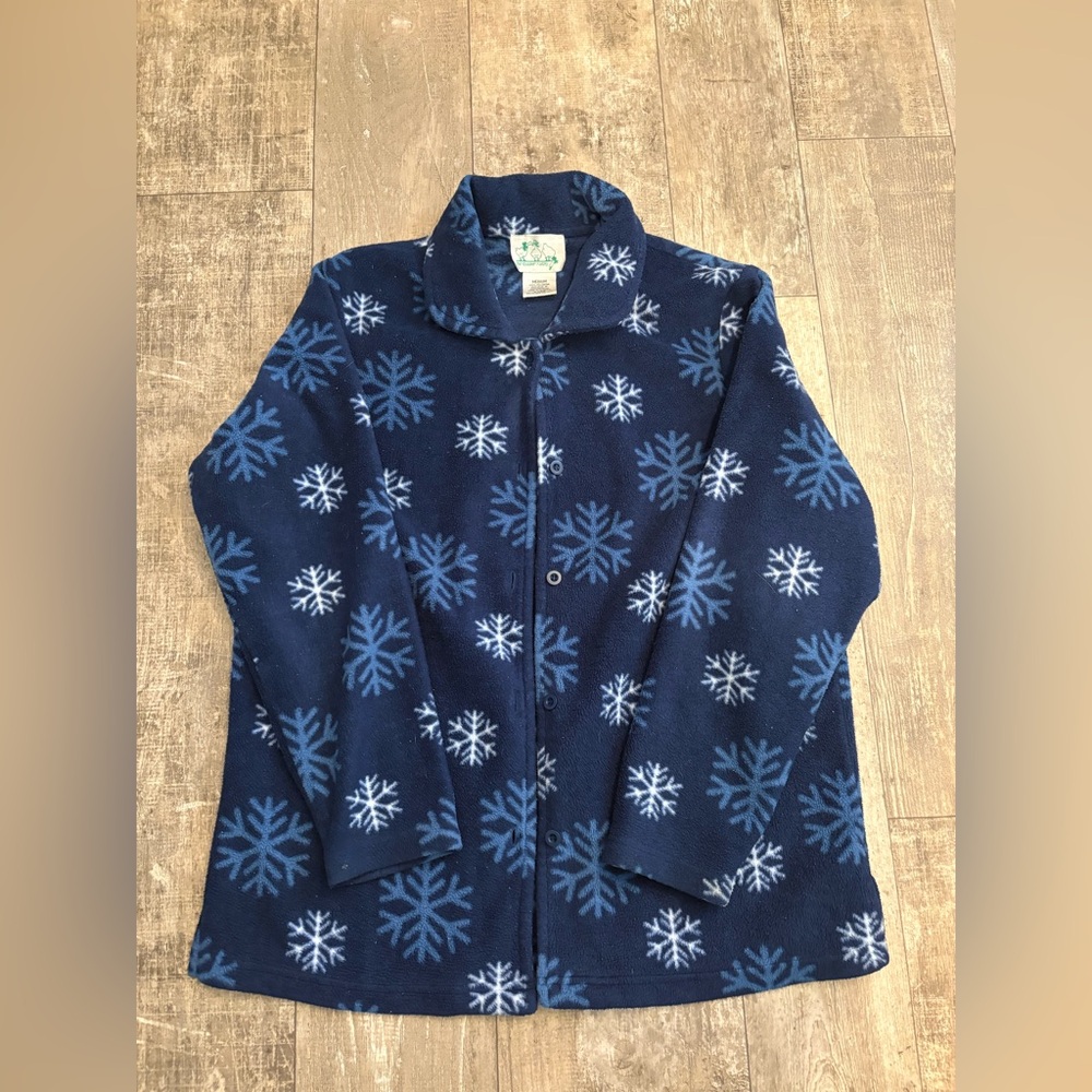Quacker Factory Navy Snowflake Puffer Fleece Jacket‎